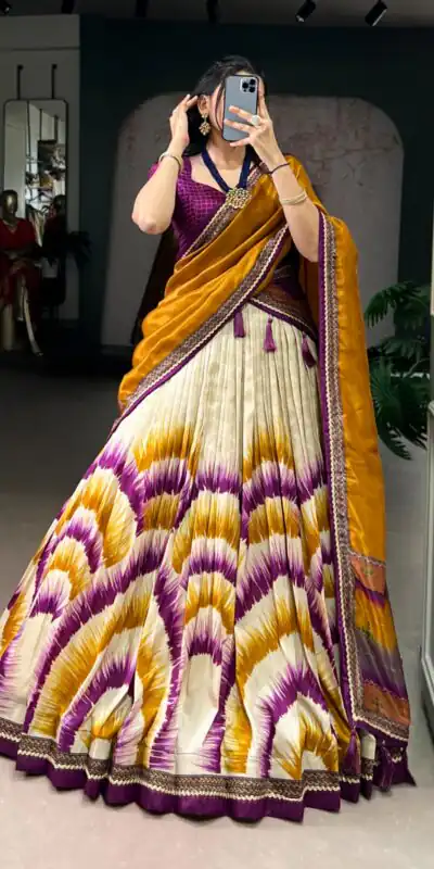 Wine Taser Silk Printed Lehenga Choli | Lehenga, Bollywood Lehenga, Creative Lehenga, Designer Lehenga, Embroidered Lehenga, Party Wear Lehenga