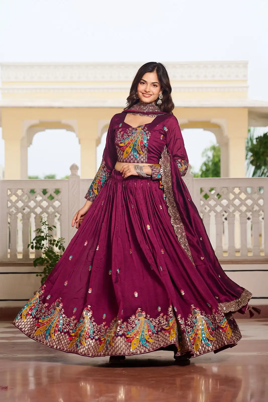 Wine Vichitra Embroidery Work Lehenga Choli | Lehenga, Bollywood Lehenga, Creative Lehenga, Designer Lehenga, Embroidered Lehenga, Party Wear Lehenga