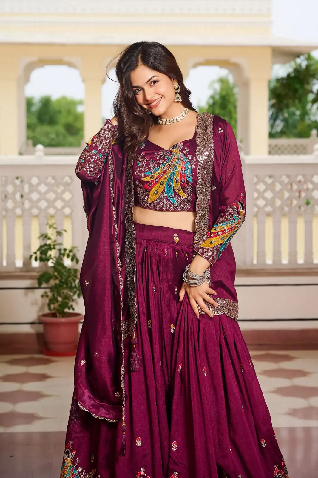 Wine Vichitra Embroidery Work Lehenga Choli | Lehenga, Bollywood Lehenga, Creative Lehenga, Designer Lehenga, Embroidered Lehenga, Party Wear Lehenga