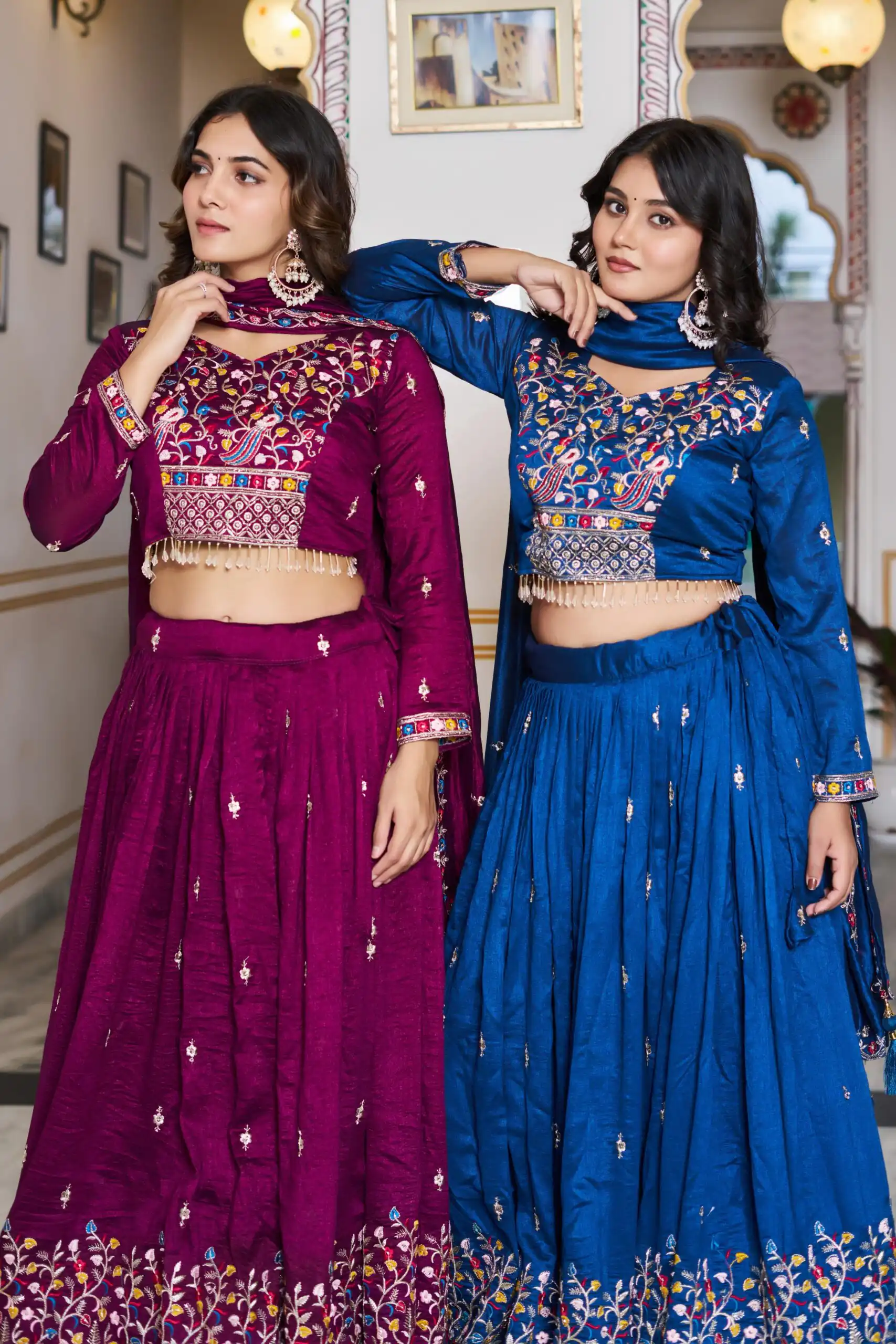 Wine Vichitra Silk Embroidery Work Lehenga Choli | Lehenga, Bollywood Lehenga, Creative Lehenga, Designer Lehenga, Embroidered Lehenga, Party Wear Lehenga