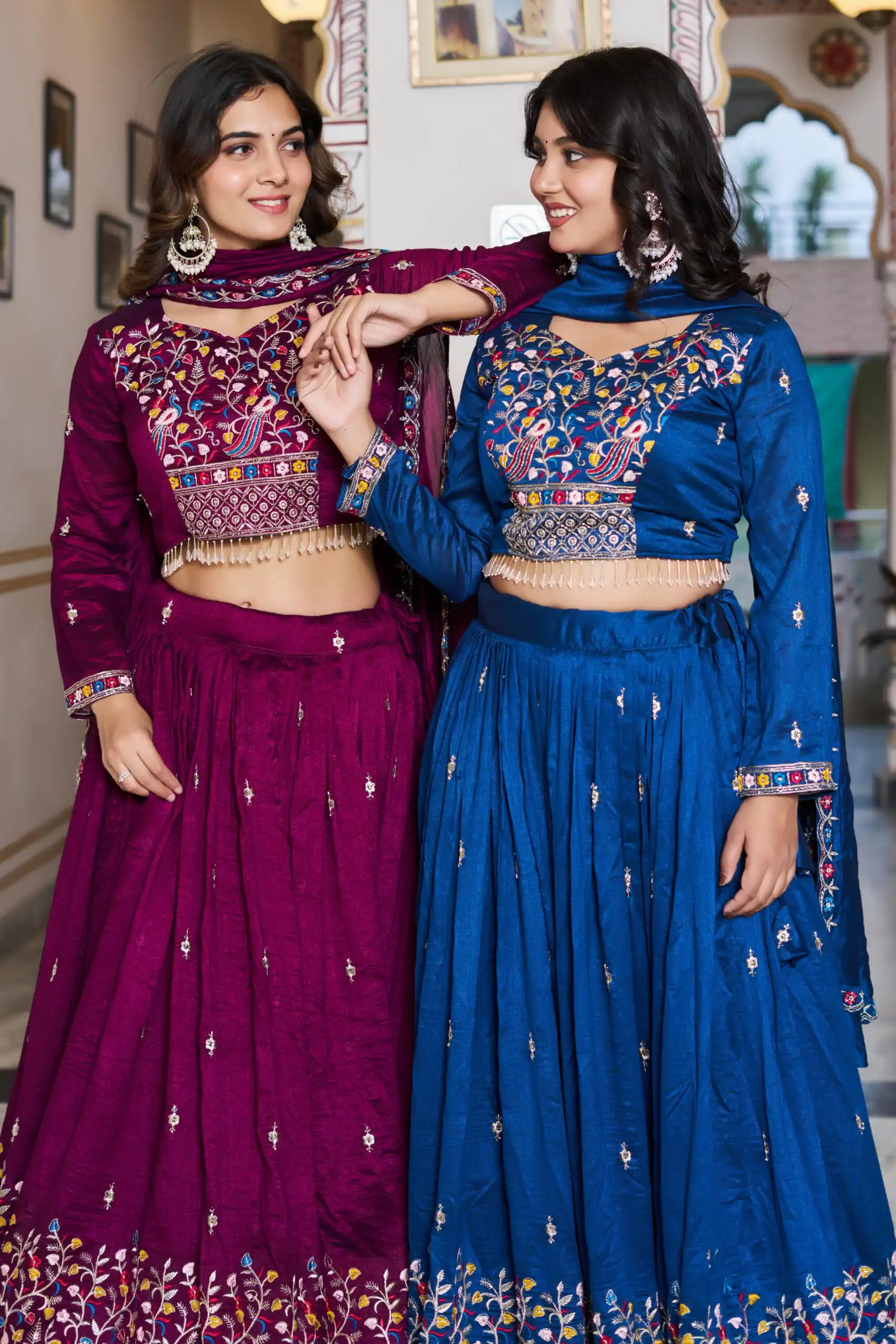 Wine Vichitra Silk Embroidery Work Lehenga Choli | Lehenga, Bollywood Lehenga, Creative Lehenga, Designer Lehenga, Embroidered Lehenga, Party Wear Lehenga