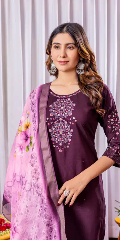 Wine Viscose Silk Thread Embroider Work Salwar Suit | Jump Suits, Salwar suit, Casual Suits, Creative suits, Designer Suits, Palazzo Suits, Party Wear Suits, Patiala Suits, Straight Suits