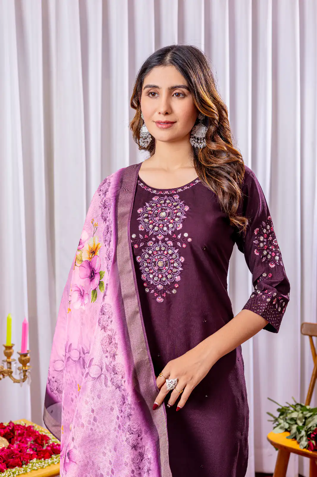 Wine Viscose Silk Thread Embroider Work Salwar Suit | Jump Suits, Salwar suit, Casual Suits, Creative suits, Designer Suits, Palazzo Suits, Party Wear Suits, Patiala Suits, Straight Suits