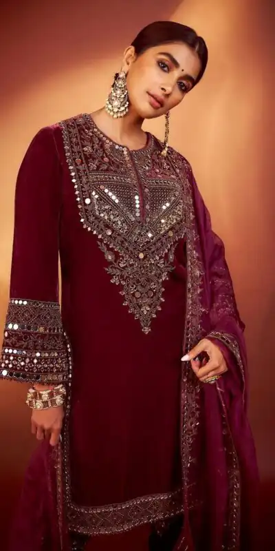 Wine Viscose Velvet Embroidery Work Salwar Suit | Jump Suits, Salwar suit, Casual Suits, Creative suits, Designer Suits, Palazzo Suits, Party Wear Suits, Patiala Suits, Straight Suits