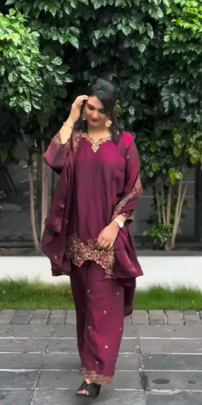 Wine Zimmy Choo Silk Lace Embroidery Work Slwar Suit | Jump Suits, Tops & Bottoms, Track Suits, Salwar suit, Casual Suits, Creative suits, Designer Suits, Palazzo Suits, Party Wear Suits, Patiala Suits, Straight Suits, Trendy Wear