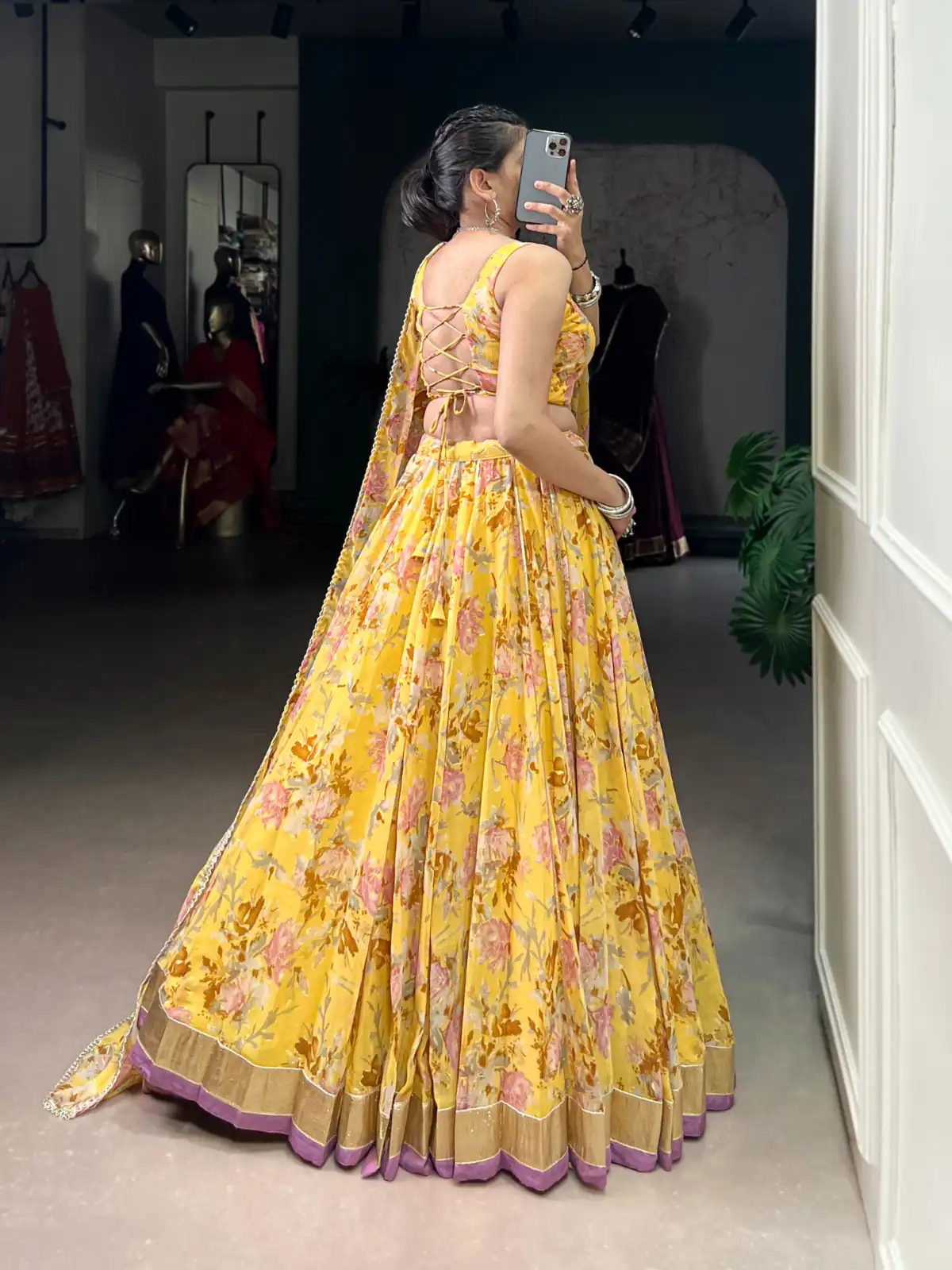 Yellow Chiffon Embossed Lehenga Choli | Lehenga, Bollywood Lehenga, Creative Lehenga, Designer Lehenga, Embroidered Lehenga, Party Wear Lehenga