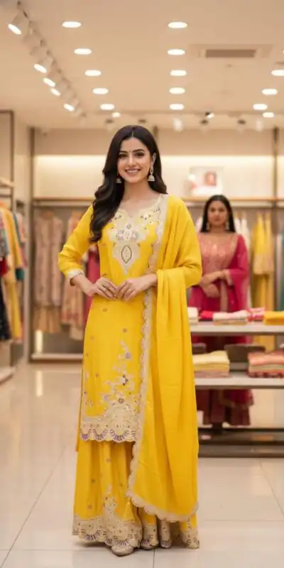 Yellow Chinon Sequence Work Salwar Suit | Jump Suits, Salwar suit, Casual Suits, Creative suits, Designer Suits, Palazzo Suits, Party Wear Suits, Patiala Suits, Straight Suits