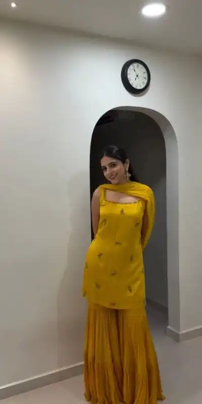 Yellow Chinon Silk Thread Work Salwar Suit | Jump Suits, Salwar suit, Casual Suits, Creative suits, Designer Suits, Palazzo Suits, Party Wear Suits, Patiala Suits, Straight Suits