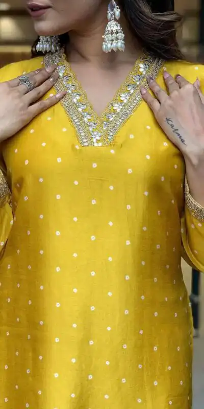 Yellow Chinon Silk Wide Digital Print Coding Work Lace Salwar Suit | Jump Suits, Salwar suit, Casual Suits, Creative suits, Designer Suits, Palazzo Suits, Party Wear Suits, Patiala Suits, Straight Suits