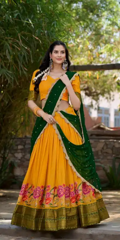 Yellow Cotton Embroidery Lehenga Choli | Lehenga, Bollywood Lehenga, Creative Lehenga, Designer Lehenga, Embroidered Lehenga, Party Wear Lehenga