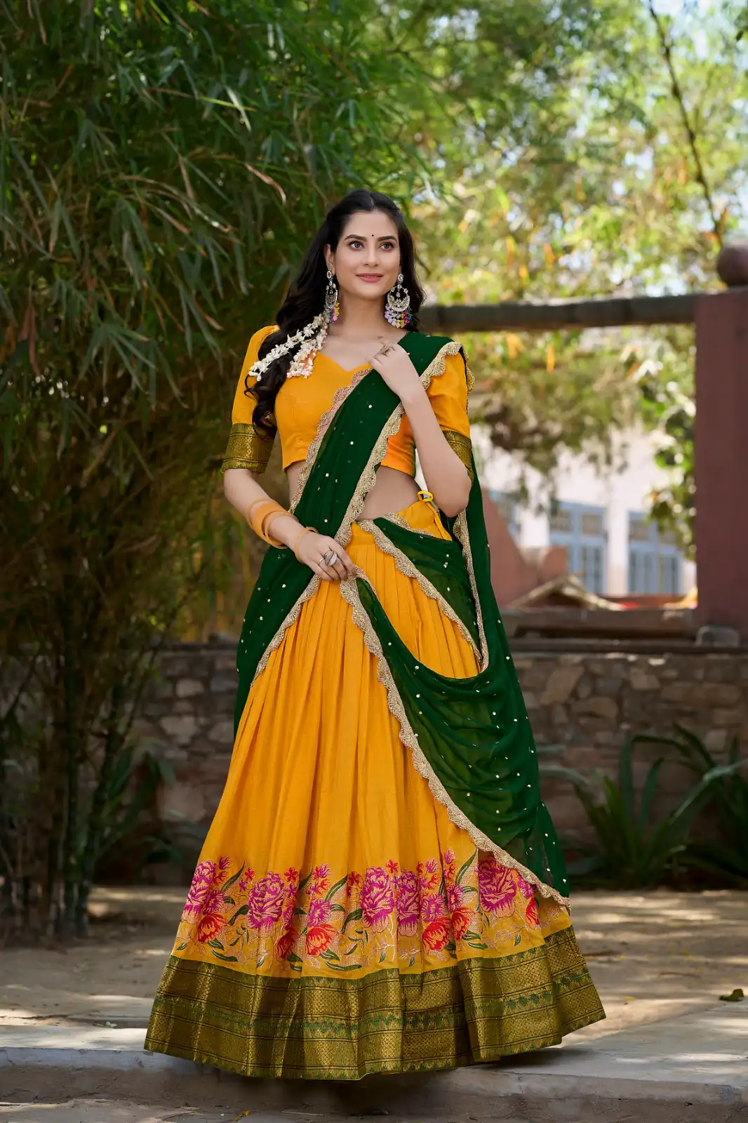 Yellow Cotton Embroidery Lehenga Choli | Lehenga, Bollywood Lehenga, Creative Lehenga, Designer Lehenga, Embroidered Lehenga, Party Wear Lehenga