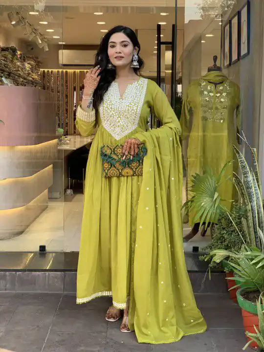 Yellow Cotton Silk Mirror Work Salwar Suit | Jump Suits, Salwar suit, Casual Suits, Creative suits, Designer Suits, Palazzo Suits, Party Wear Suits, Patiala Suits, Straight Suits