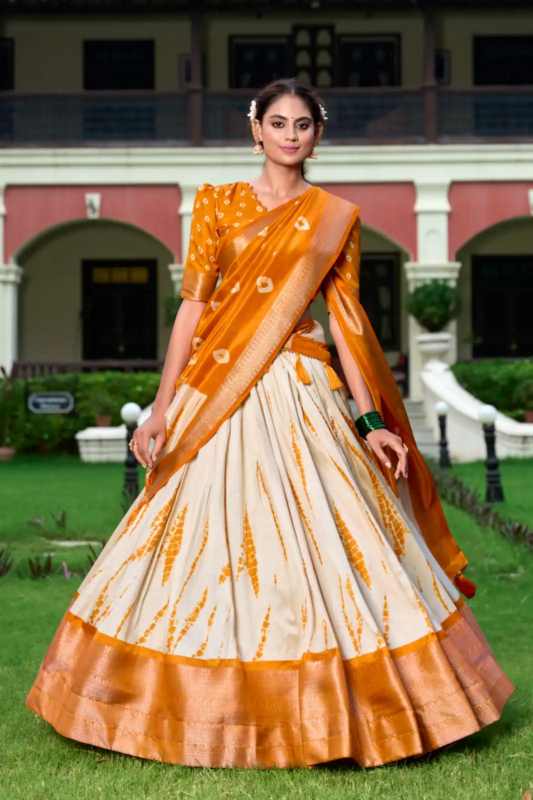 Yellow Dola Silk Shikora Print Zari Border Lehenga Choli | Lehenga, Bollywood Lehenga, Creative Lehenga, Designer Lehenga, Embroidered Lehenga, Party Wear Lehenga