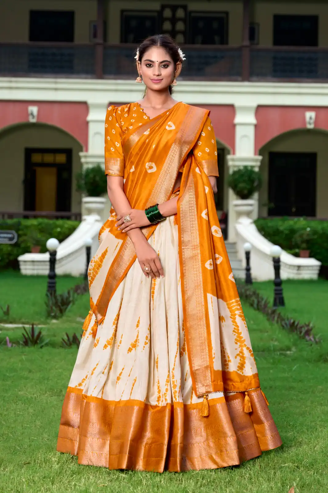 Yellow Dola Silk Shikora Print Zari Border Lehenga Choli | Lehenga, Bollywood Lehenga, Creative Lehenga, Designer Lehenga, Embroidered Lehenga, Party Wear Lehenga