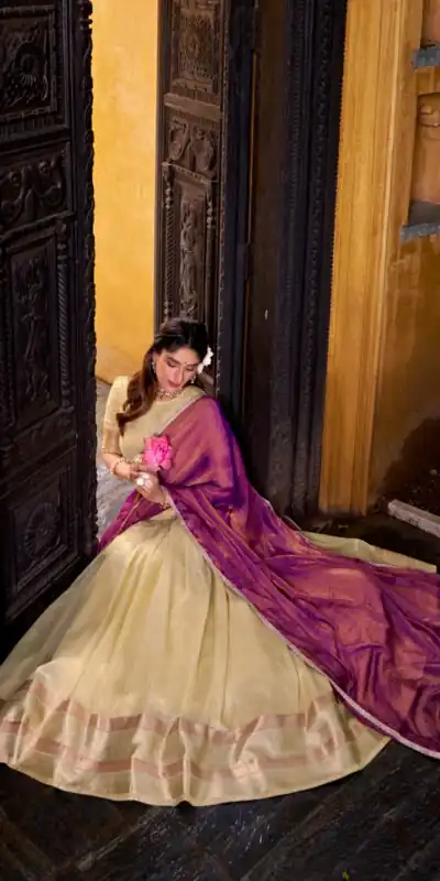 Yellow Dupion Silk Lace Zari Work Lehenga Choli | Lehenga, Bollywood Lehenga, Creative Lehenga, Designer Lehenga, Embroidered Lehenga, Party Wear Lehenga