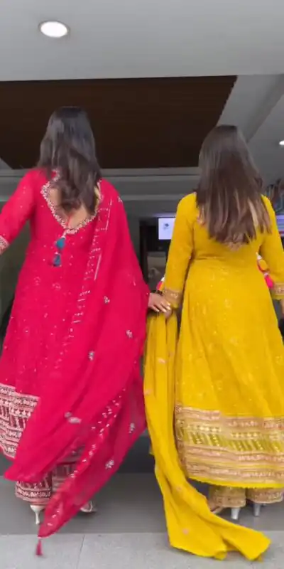 Yellow Faux Georgette Embroidery Work Salwar Suit | Jump Suits, Tops & Bottoms, Track Suits, Salwar suit, Casual Suits, Creative suits, Designer Suits, Palazzo Suits, Party Wear Suits, Patiala Suits, Straight Suits, Trendy Wear