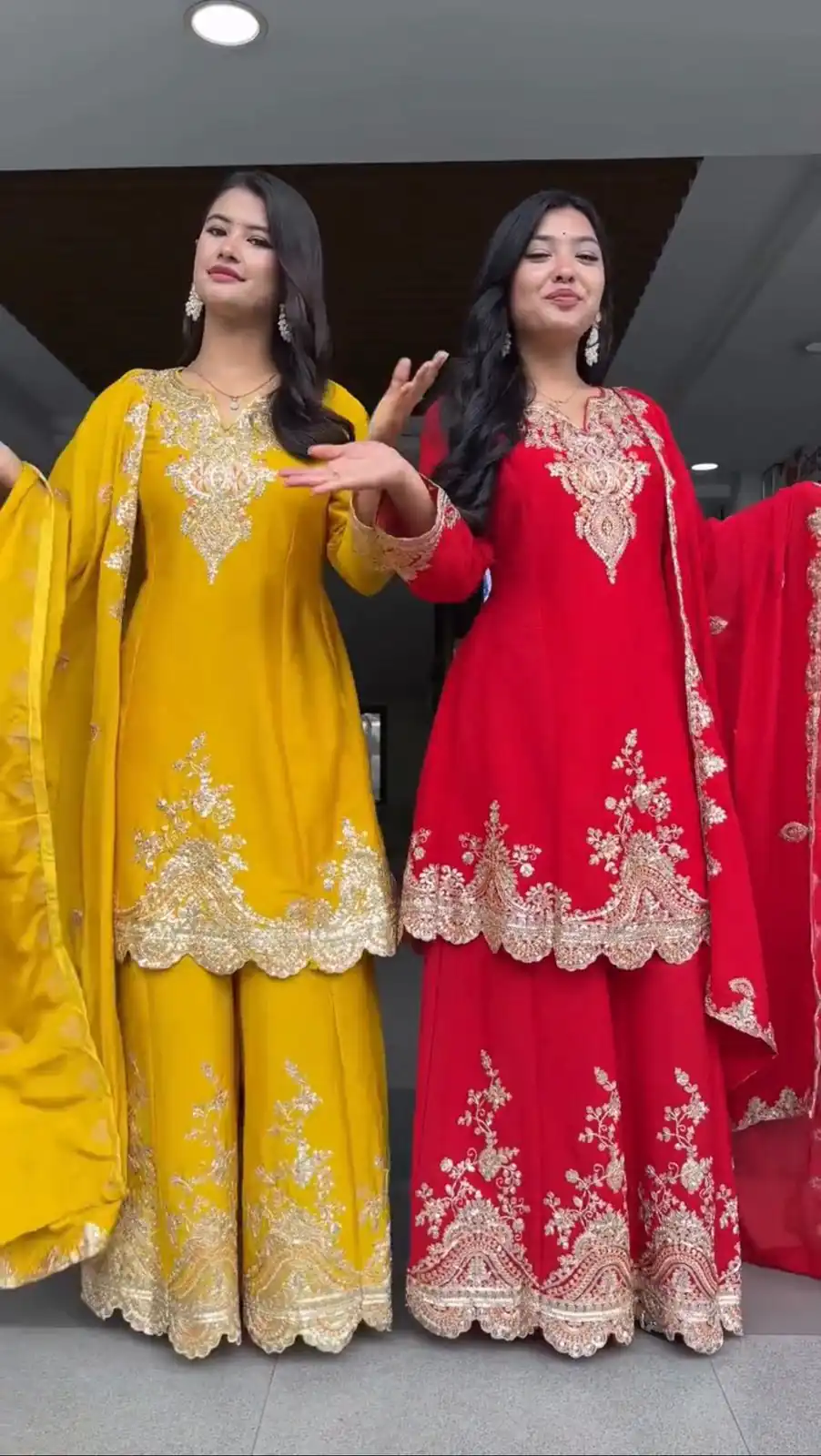 Yellow Faux Georgette Thread Work Salwar Suit | Jump Suits, Salwar suit, Casual Suits, Creative suits, Designer Suits, Palazzo Suits, Party Wear Suits, Patiala Suits, Straight Suits