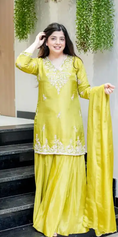 Yellow Fendy Embroidery Work Salwar Suit | Jump Suits, Salwar suit, Casual Suits, Creative suits, Designer Suits, Palazzo Suits, Party Wear Suits, Patiala Suits, Straight Suits