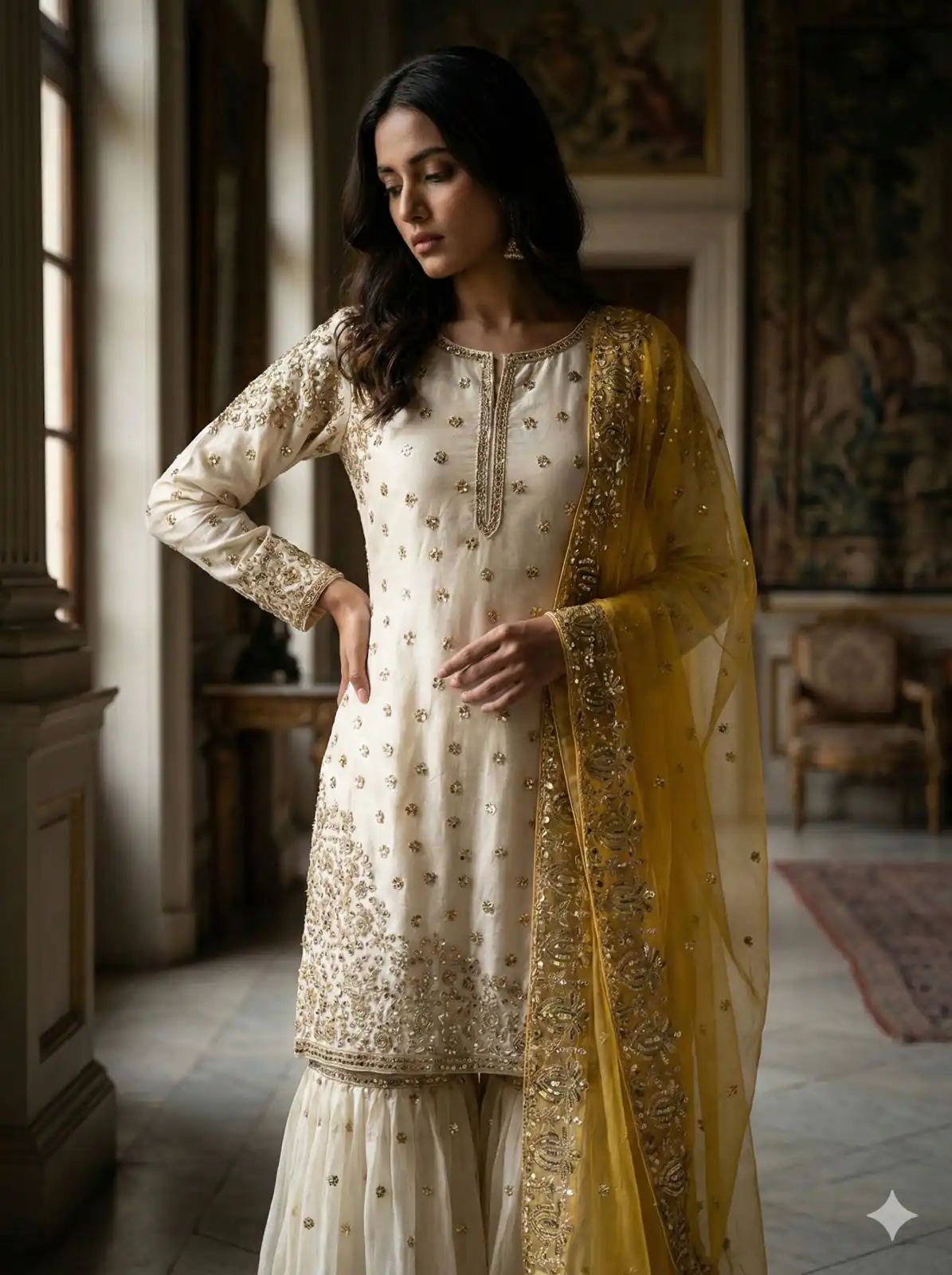 Yellow Fendy Silk Embroider Work Salwar Suit | Jump Suits, Salwar suit, Casual Suits, Creative suits, Designer Suits, Palazzo Suits, Party Wear Suits, Patiala Suits, Straight Suits