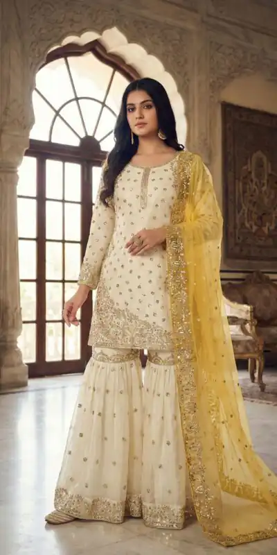 Yellow Fendy Silk Embroider Work Salwar Suit | Jump Suits, Salwar suit, Casual Suits, Creative suits, Designer Suits, Palazzo Suits, Party Wear Suits, Patiala Suits, Straight Suits