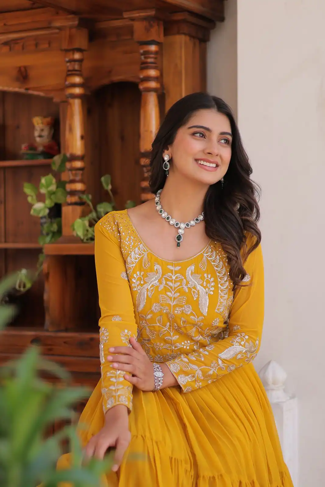 Yellow Fox Georgette Sequence Work Gown | Gowns, Bollywood Gowns, Creative Gowns, Designer Gowns, Embroidered Gowns, Party Wear Gowns