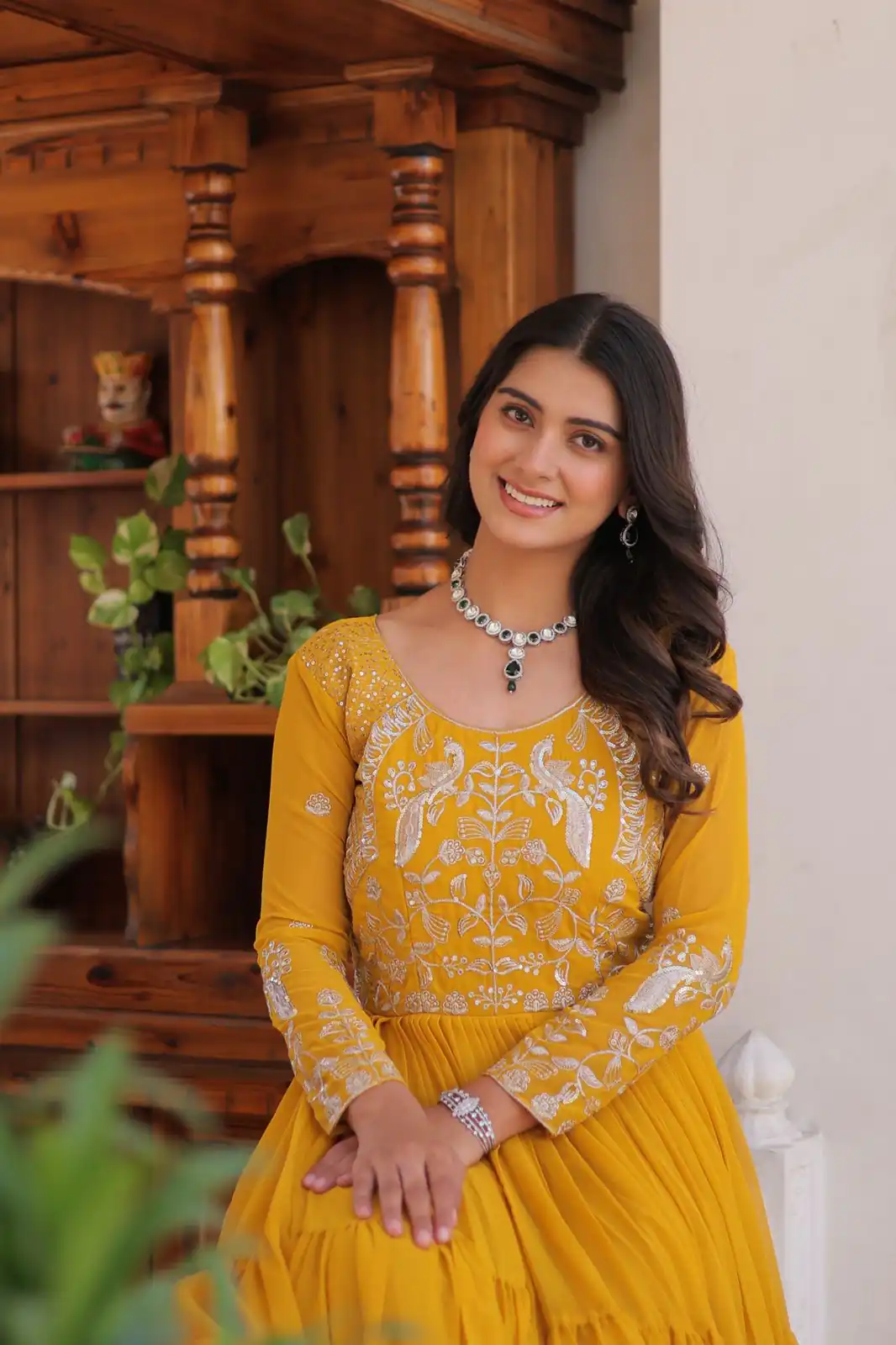 Yellow Fox Georgette Sequence Work Gown | Gowns, Bollywood Gowns, Creative Gowns, Designer Gowns, Embroidered Gowns, Party Wear Gowns