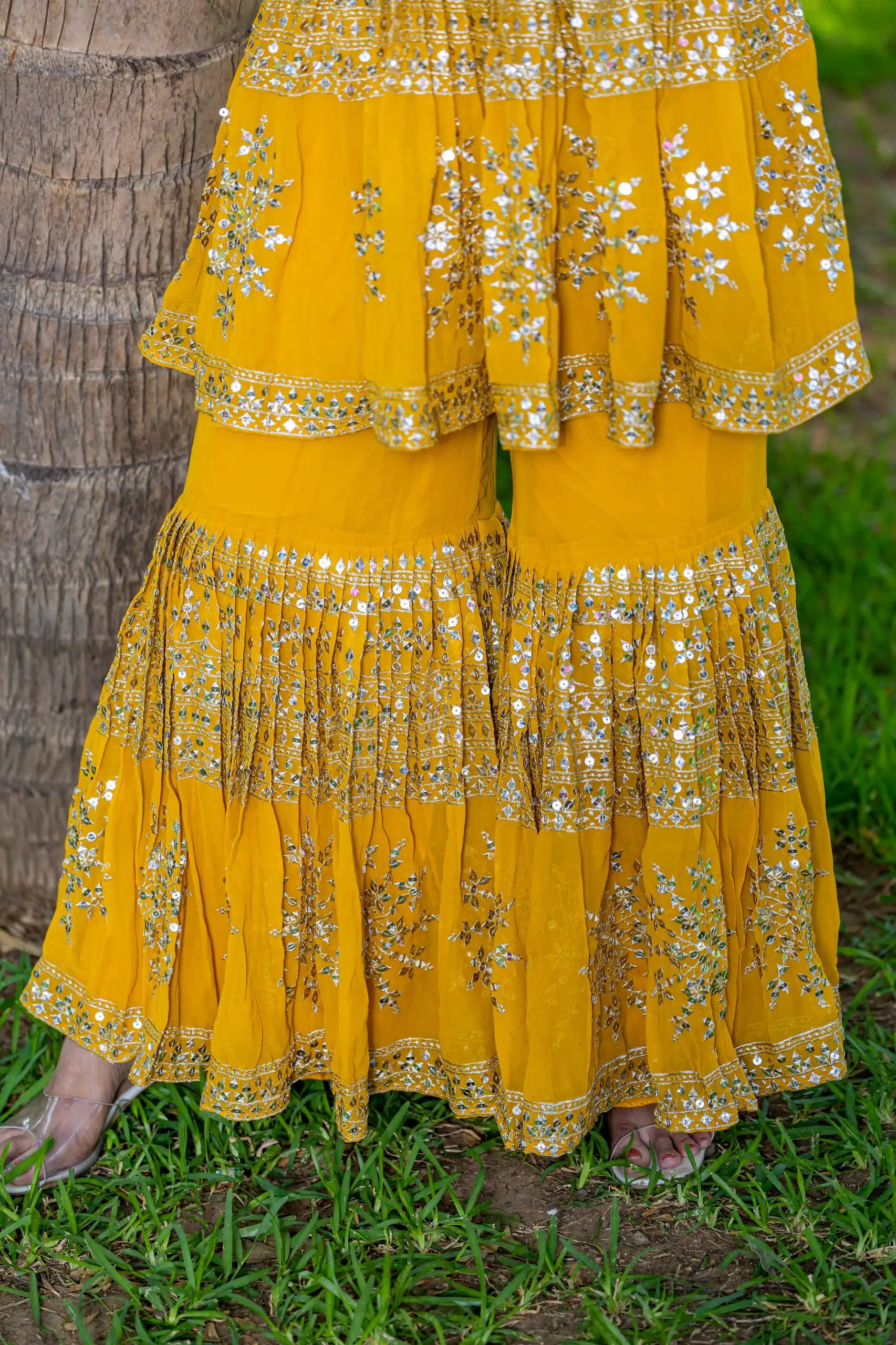 Yellow Georgette 7mm Sequence Work Salwar Suit | Jump Suits, Salwar suit, Casual Suits, Creative suits, Designer Suits, Palazzo Suits, Party Wear Suits, Patiala Suits, Straight Suits