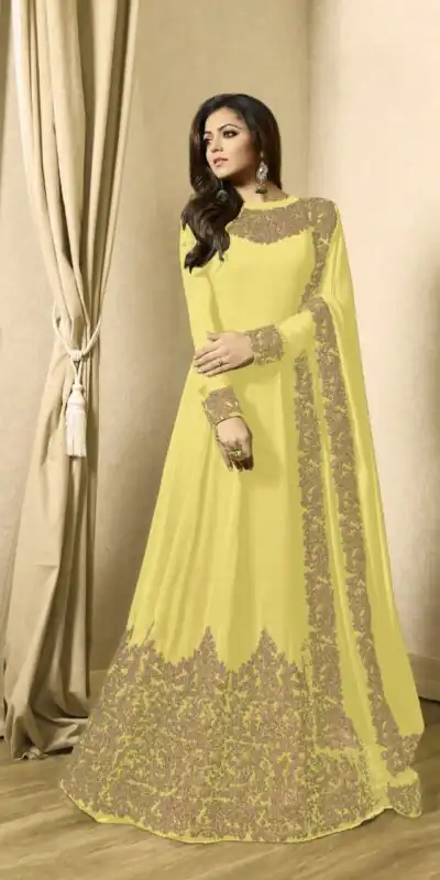 Yellow Georgette Cording Sharara Suit | Jump Suits, Salwar suit, Casual Suits, Creative suits, Designer Suits, Palazzo Suits, Party Wear Suits, Patiala Suits, Straight Suits