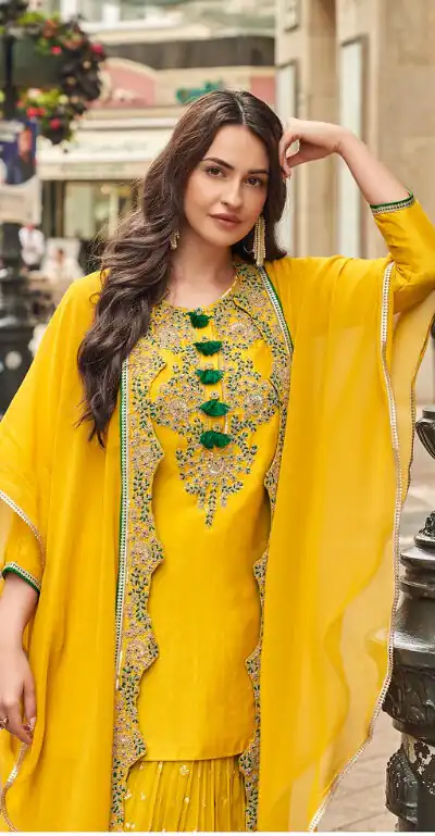 Yellow Georgette Embroidery Lace Work Salwar Suit | Jump Suits, Salwar suit, Casual Suits, Creative suits, Designer Suits, Palazzo Suits, Party Wear Suits, Patiala Suits, Straight Suits