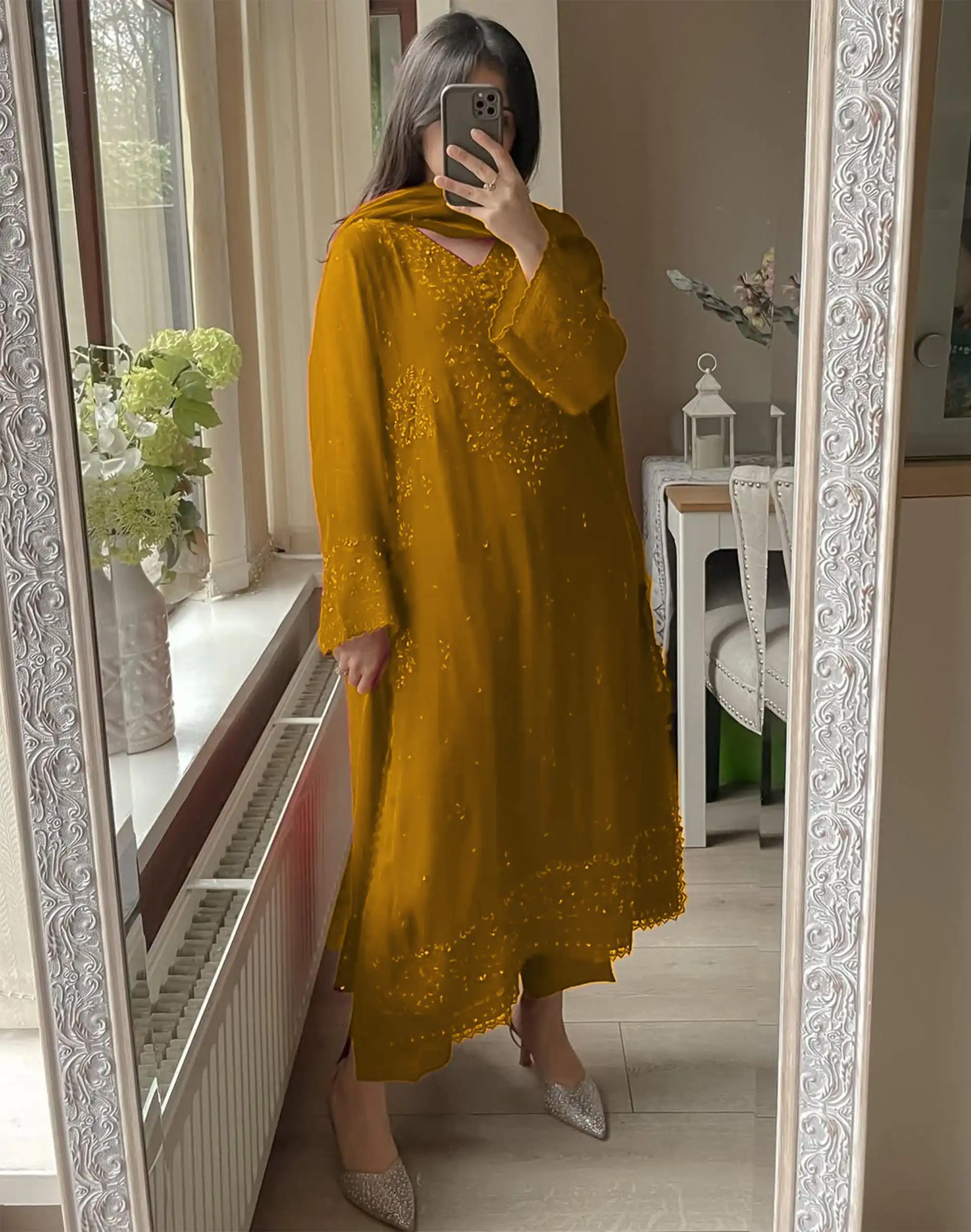 Yellow Georgette Embroidery Work Salwar Suit | Jump Suits, Tops & Bottoms, Track Suits, Salwar suit, Casual Suits, Creative suits, Designer Suits, Palazzo Suits, Party Wear Suits, Patiala Suits, Straight Suits, Trendy Wear