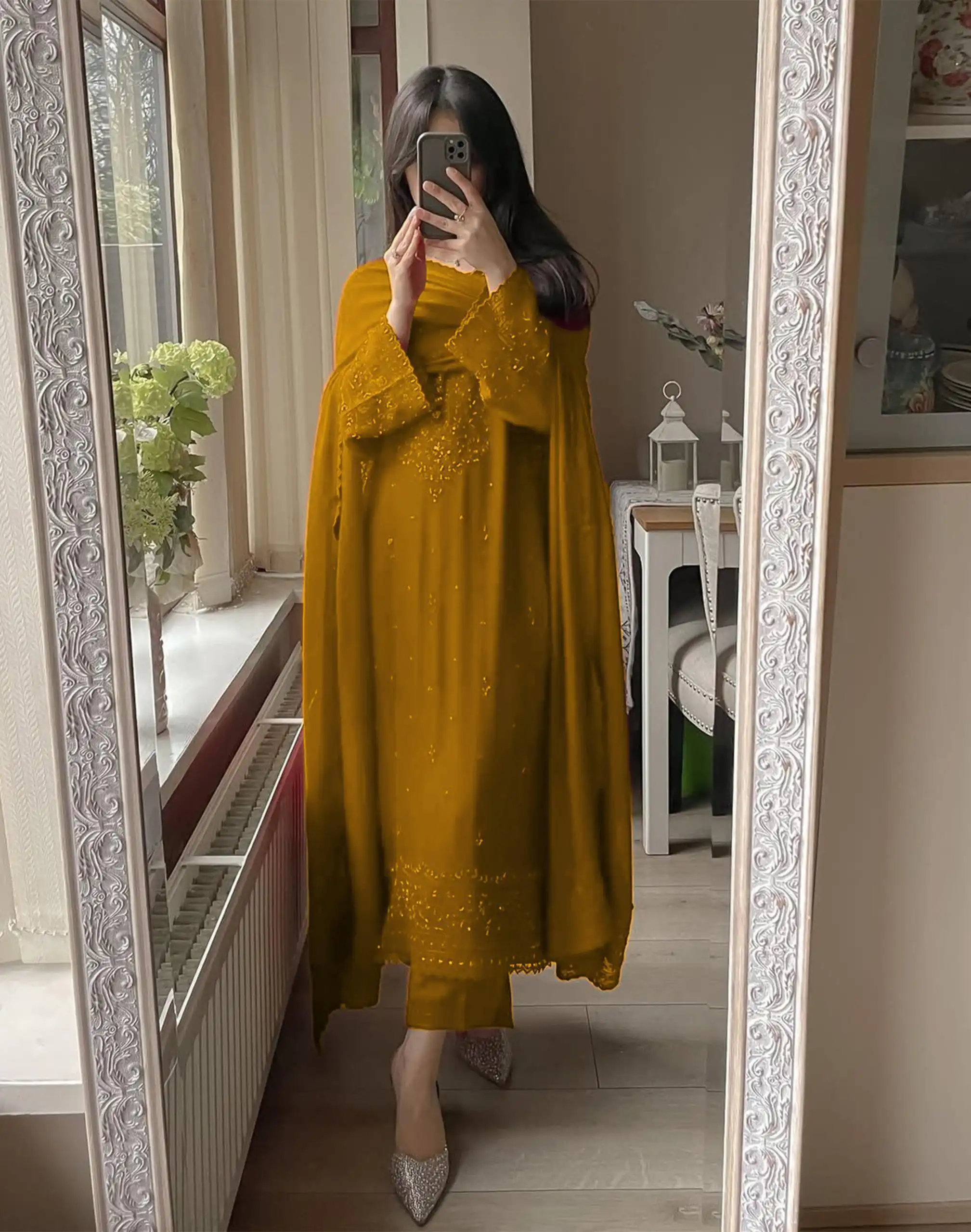 Yellow Georgette Embroidery Work Salwar Suit | Jump Suits, Tops & Bottoms, Track Suits, Salwar suit, Casual Suits, Creative suits, Designer Suits, Palazzo Suits, Party Wear Suits, Patiala Suits, Straight Suits, Trendy Wear