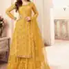 Yellow Georgette Jacquard Diamond Sharara Suit | Jump Suits, Salwar suit, Casual Suits, Creative suits, Designer Suits, Palazzo Suits, Party Wear Suits, Patiala Suits, Straight Suits
