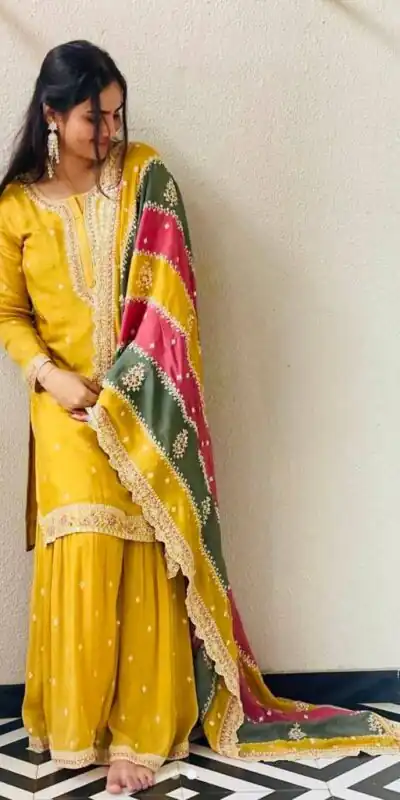 Yellow Georgette Sequins Work Embroidery Slawar Suit | Salwar suit, Casual Suits, Creative suits, Designer Suits, Palazzo Suits, Party Wear Suits, Patiala Suits, Straight Suits