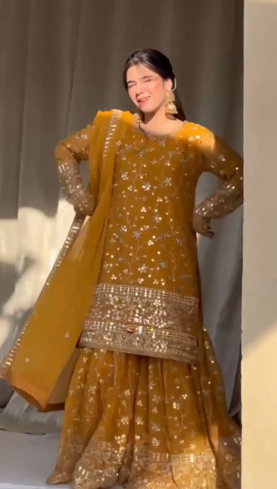 Yellow Georgette Thread 9mm Sequence Salwar Suit | Jump Suits, Salwar suit, Casual Suits, Creative suits, Designer Suits, Palazzo Suits, Party Wear Suits, Patiala Suits, Straight Suits