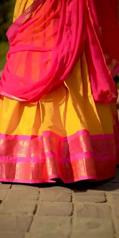 Yellow Kanchipuram Zari Weaving Lehenga Choli | Lehenga, Bollywood Lehenga, Creative Lehenga, Designer Lehenga, Embroidered Lehenga, Party Wear Lehenga