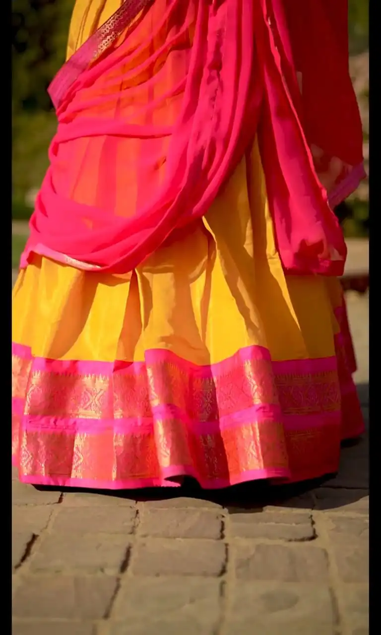 Yellow Kanchipuram Zari Weaving Lehenga Choli | Lehenga, Bollywood Lehenga, Creative Lehenga, Designer Lehenga, Embroidered Lehenga, Party Wear Lehenga