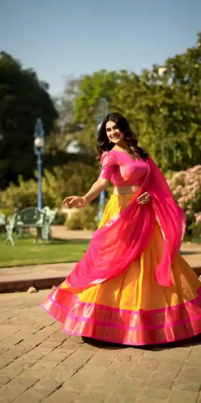 Yellow Kanchipuram Zari Weaving Lehenga Choli | Lehenga, Bollywood Lehenga, Creative Lehenga, Designer Lehenga, Embroidered Lehenga, Party Wear Lehenga