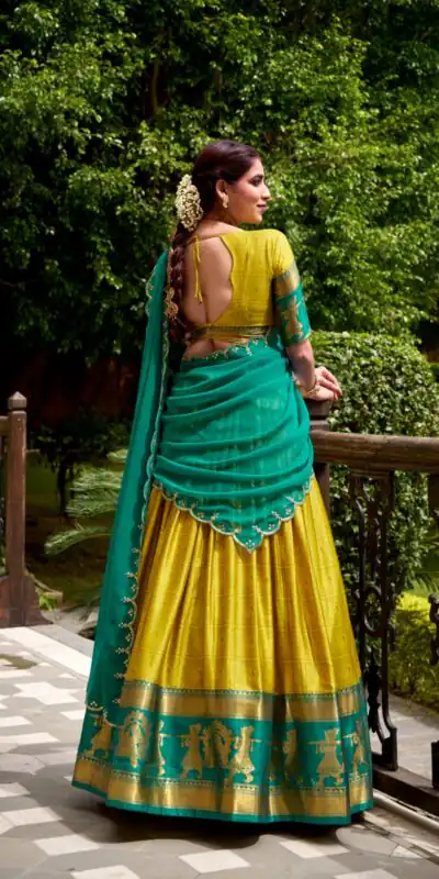 Yellow Poly Cotton Embroidery Zari Work Lehenga Choli | Lehenga, Bollywood Lehenga, Creative Lehenga, Designer Lehenga, Embroidered Lehenga, Party Wear Lehenga
