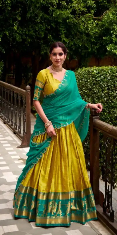 Yellow Poly Cotton Embroidery Zari Work Lehenga Choli | Lehenga, Bollywood Lehenga, Creative Lehenga, Designer Lehenga, Embroidered Lehenga, Party Wear Lehenga