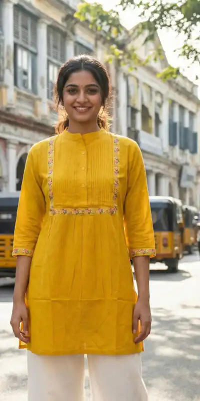 Yellow Rayon Multi Embroidery Work Kurti | Kurti, Bollywood Kurti, Creative Kurtis, Designer Kurti, Party Wear Kurti, Selfie Kurti
