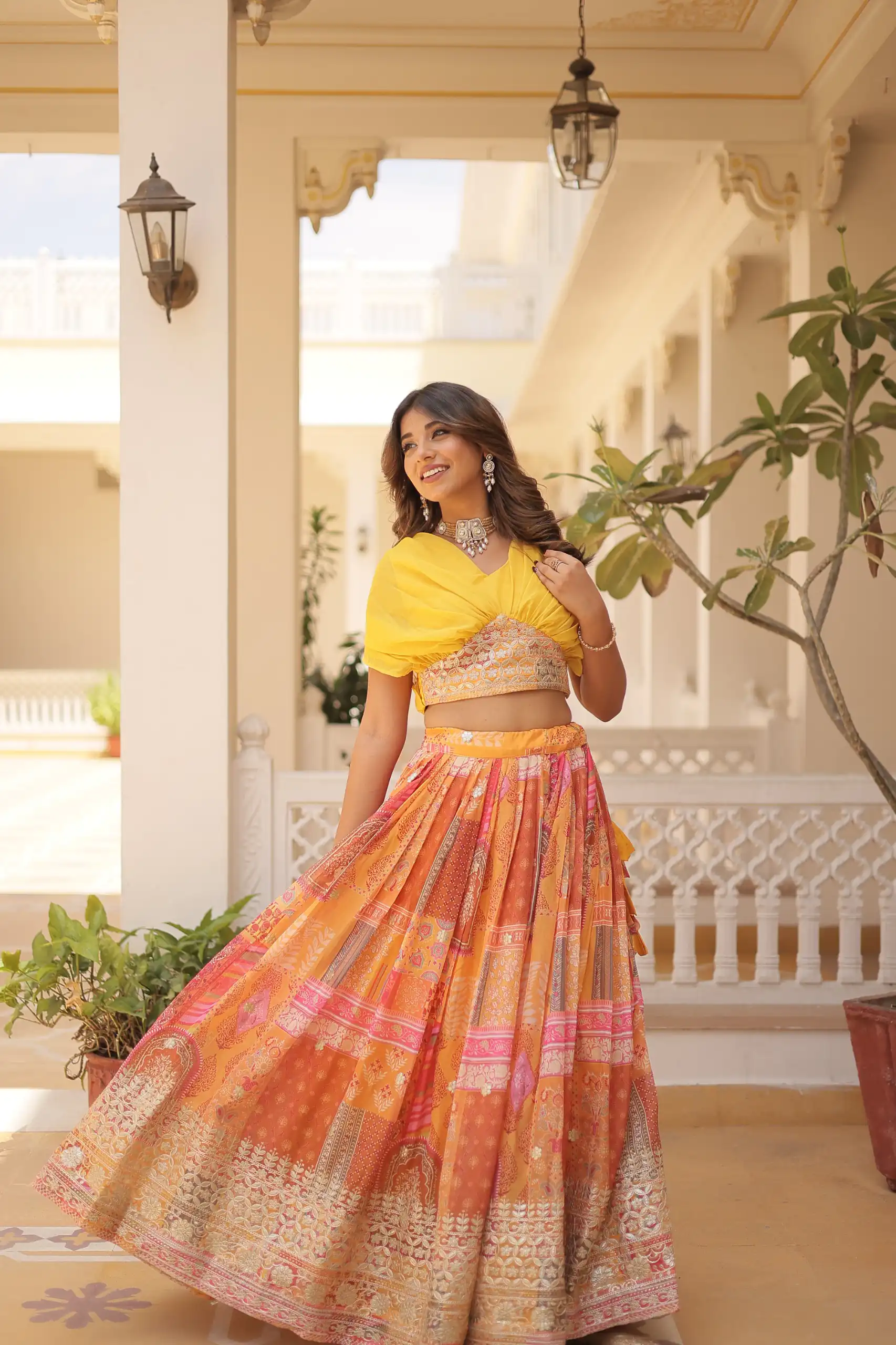 Yellow Russian Silk Embroidery Work Lehenga Choli | Lehenga, Bollywood Lehenga, Creative Lehenga, Designer Lehenga, Embroidered Lehenga, Party Wear Lehenga