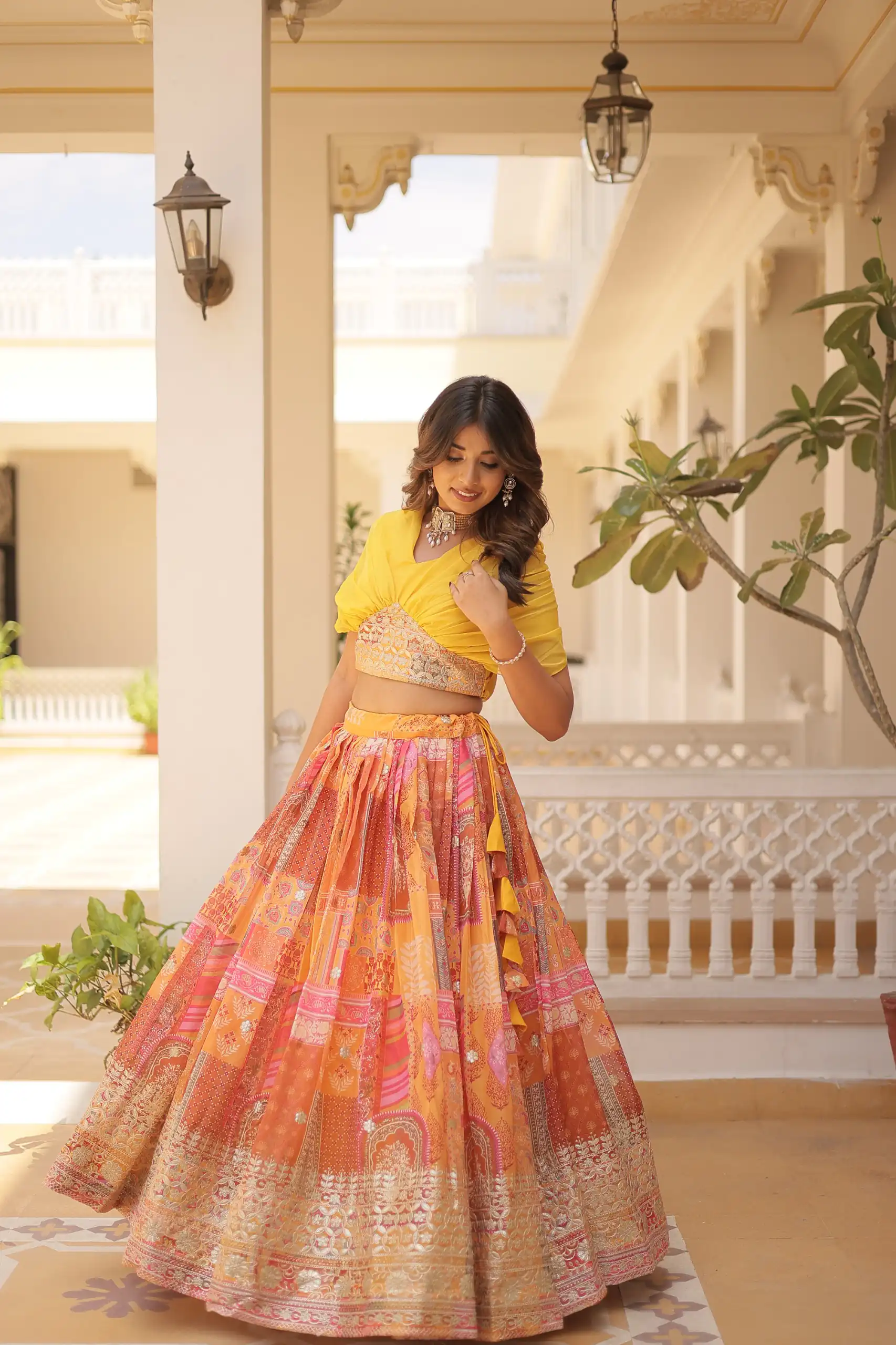 Yellow Russian Silk Embroidery Work Lehenga Choli | Lehenga, Bollywood Lehenga, Creative Lehenga, Designer Lehenga, Embroidered Lehenga, Party Wear Lehenga