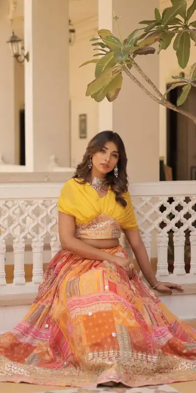Yellow Russian Silk Embroidery Work Lehenga Choli | Lehenga, Bollywood Lehenga, Creative Lehenga, Designer Lehenga, Embroidered Lehenga, Party Wear Lehenga