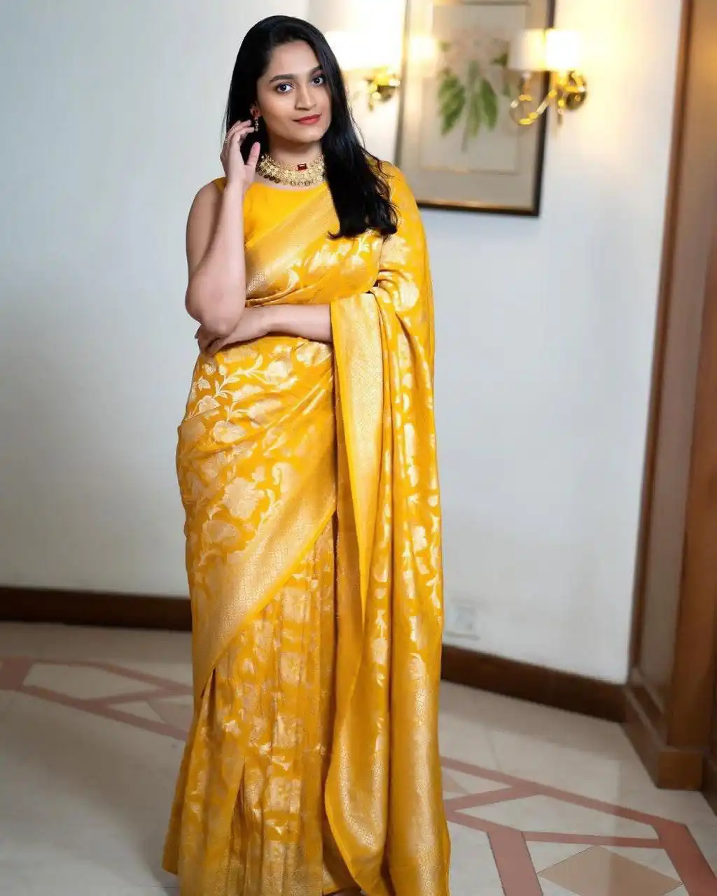 Yellow Soft Lichi Silk With Lace Work Saree | Sarees, Bollywood Sarees, Creative Sarees, Designer Sarees, Embroidered Sarees, Ethnic Saree, Modern Digital sarees, Party Wear Sarees