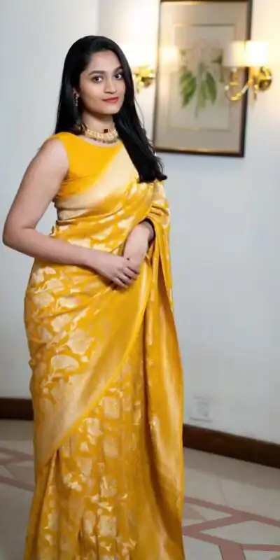 Yellow Soft Lichi Silk With Lace Work Saree | Sarees, Bollywood Sarees, Creative Sarees, Designer Sarees, Embroidered Sarees, Ethnic Saree, Modern Digital sarees, Party Wear Sarees