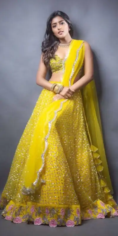 Yellow Soft Mono Embroidered Lehenga Choli | Lehenga, Bollywood Lehenga, Creative Lehenga, Designer Lehenga, Embroidered Lehenga, Party Wear Lehenga