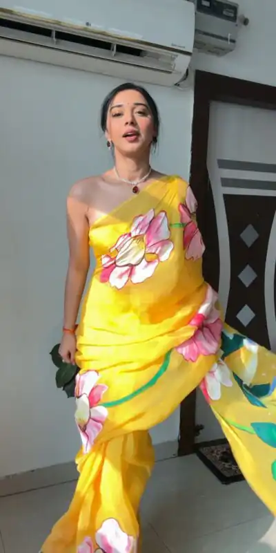 Yellow Soft Organza Silk Ready To Wear Saree | Sarees, Bollywood Sarees, Creative Sarees, Designer Sarees, Embroidered Sarees, Ethnic Saree, Modern Digital sarees, Party Wear Sarees