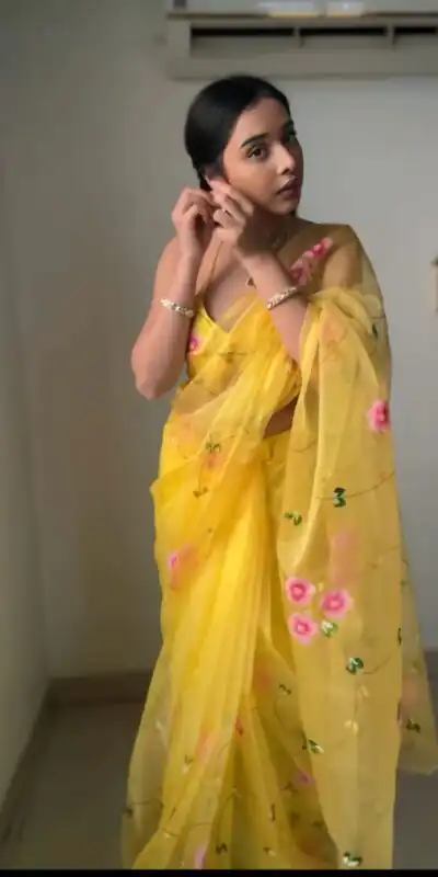 Yellow Soft Organza Silk Ready To Wear Saree | Sarees, Bollywood Sarees, Creative Sarees, Designer Sarees, Embroidered Sarees, Ethnic Saree, Modern Digital sarees, Party Wear Sarees