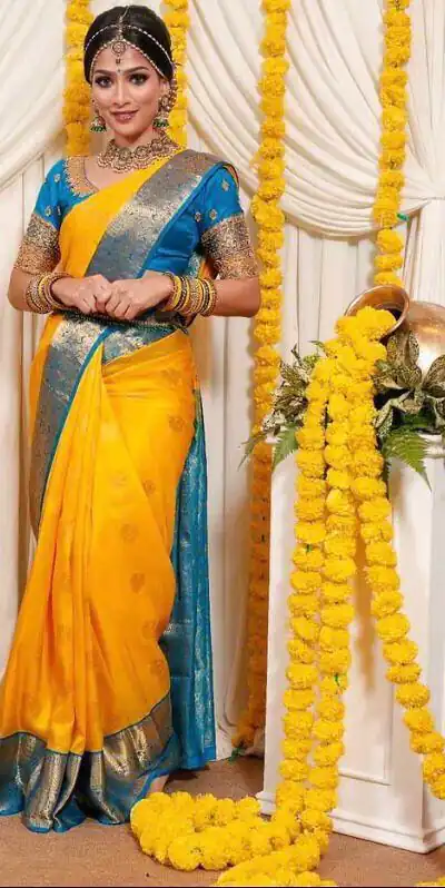 Yellow Soft Silk Jacquard All Over Saree | Sarees, Bollywood Sarees, Creative Sarees, Designer Sarees, Embroidered Sarees, Ethnic Saree, Modern Digital sarees, Party Wear Sarees