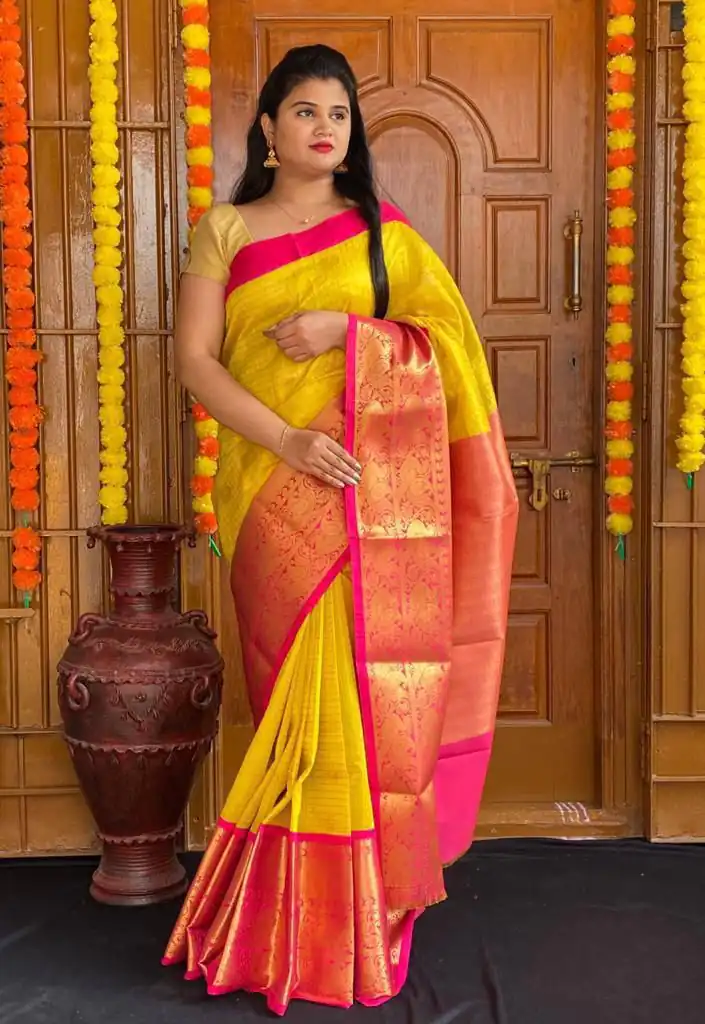 Yellow Soft Silk Jacquard All Over Saree | Sarees, Bollywood Sarees, Creative Sarees, Designer Sarees, Embroidered Sarees, Ethnic Saree, Modern Digital sarees, Party Wear Sarees